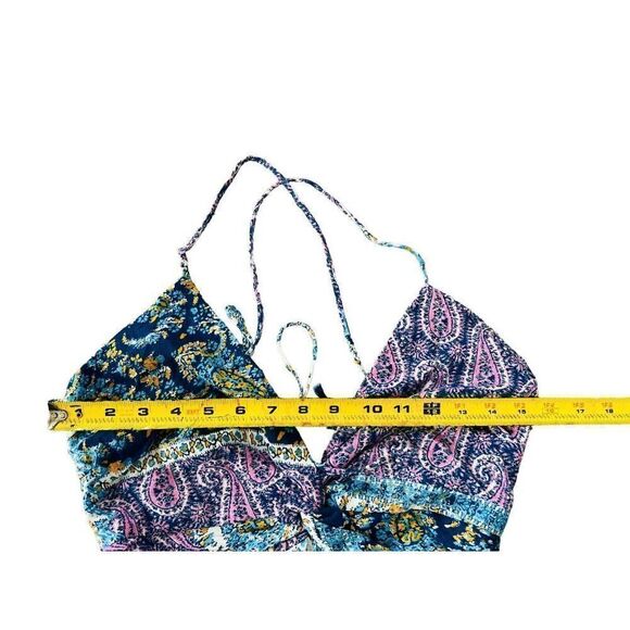 Zara Women Midi Dress S Multicolor Paisley Smocked Linen blend Slit NWOT - Picture 10 of 11